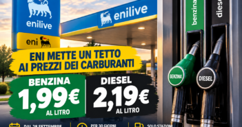 Eni mette un tetto ai prezzi dei carburanti: benzina a 1,99 euro e diesel a 2,19 euro