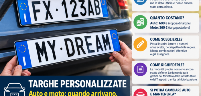 Targhe personalizzate auto 2027: quando arrivano, quanto costano e come richiederle
